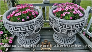 Vază ornament versace cu picior, gri patinat, model V8. - imagine 4