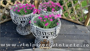 Vază ornament versace cu picior, gri patinat, model V8. - imagine 5