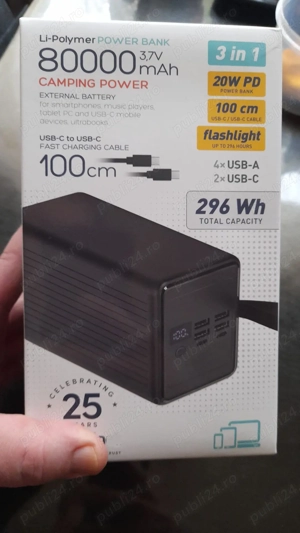 baterie externa 80000mA 65w powerbank super fast charge pt laptop telefon tableta etc , noi sigilate - imagine 2