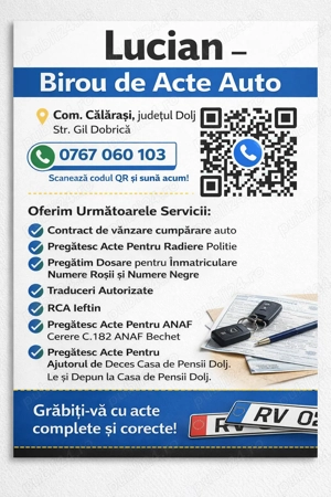 Acte auto în comuna Călărași județul Dolj  - imagine 3