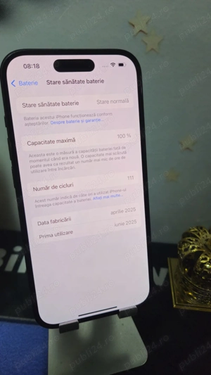 iPhone 15 Black 128GB Baterie:100%.Pre  fix!