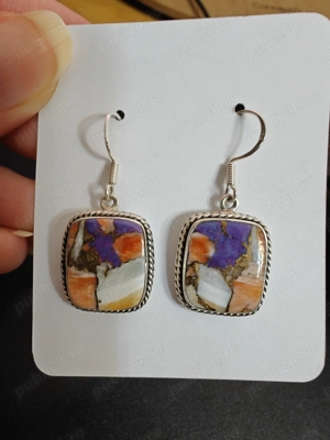 Cercei argint cooper si torqoise