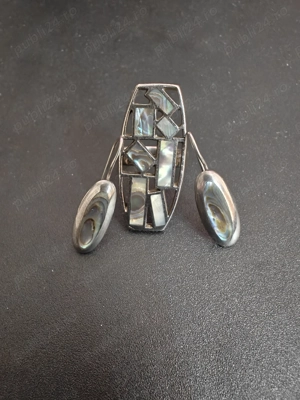 Set argint masiv cu scoica paua