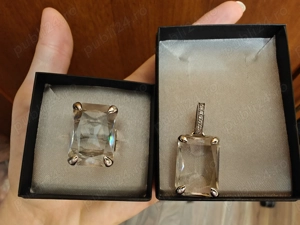 Set argint masiv cu cristale