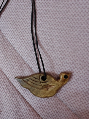 Colier lemn pasare unicat