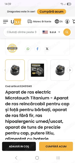 Aparat de ras electric cap si fata - imagine 5