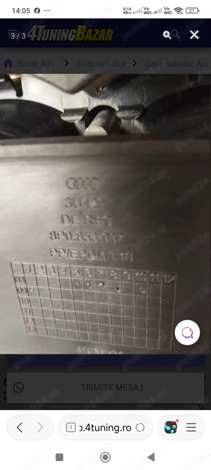 Grila radiator Audi A3 (2008-2012) - imagine 3