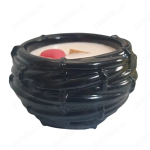 Lumânare parfumată handmade Vanilla, recipient decorativ negru, fitil din lemn, cadou elegant