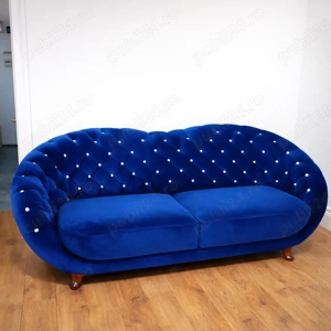 Vand Canapea + fotoliu elegant, stil clasic   albastru regal