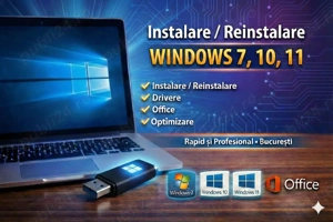 Instalare Windows 7 10 11 Laptop + Drivere, Office, Backup   București