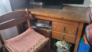 Mobila birou lemn masiv 67 x 121cm, cu scaun ldin emn