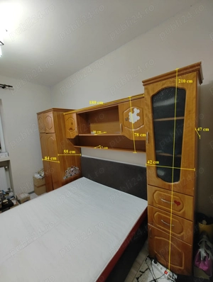 mobila de dormitor cu birou si pat