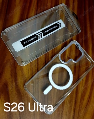 Husa Clear Cover MagSaffe Samsung S26 Ultra,cu Folie si dispozitiv.