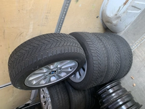 Set Jante aluminiu BMW seria1 5x120 cu cauciucuri de iarna 195/55/r16 - imagine 2