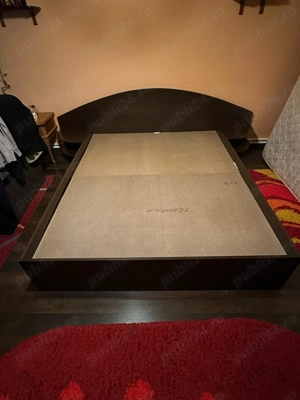 pat dormitor 200 cm x 160 cm , cu ladă depozitare și noptiere + saltea