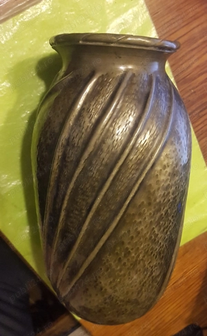 G989-I- Vas Art Noveau- Jugendstil din zinc semnat A. E. CHANAL Depose, 