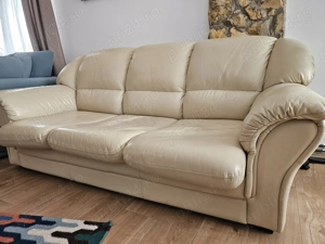 Set canapea extensibila si fotolii piele naturala