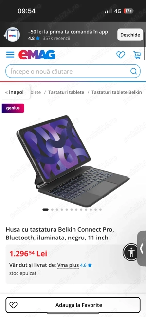 Husa cu tastatura Belkin Connect Pro, Bluetooth, iluminata, negru, 11 inch - imagine 5