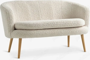 Canapea GISTRUP 2 locuri alb-murdar plușat 