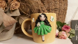 Cadou pentru fetite, sotie iubita cana papusa handmade