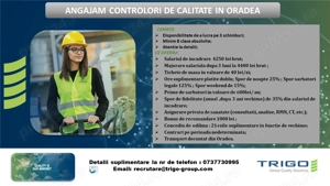 Angajam Controlori de calitate in Oradea