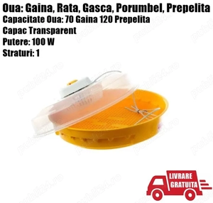 Incubator Clocitoare Electric 70 Oua Ou Pui Gaina Gasca Rata 120 Prepelita + LIVRARE GRATUITA