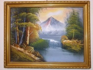 Tablou Pictat "Cascada Ascendentă în Lumină Aurie" Anul 1998