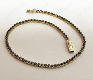 Bratara tennis din aur galben de 14K cu pietre cubic zirconia negru