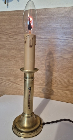 Veioză Sfeșnic vintage tip lumânare alamă bronz electric funcțional  - imagine 4