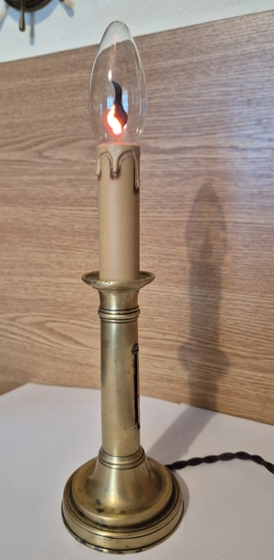 Veioză Sfeșnic vintage tip lumânare alamă bronz electric funcțional  - imagine 2
