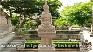 Statuetă Buddha Kwan Yin, galben antichizat, model S8 (2).