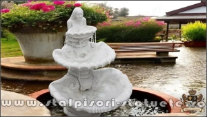 Fântană arteziană scoică mare, alb marmorat, model F6 (2)