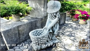 Statuetă fata cu coș, gri antichizat, model S3. - imagine 5