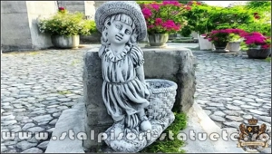 Statuetă fata cu coș, gri antichizat, model S3. - imagine 2