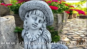 Statuetă fata cu coș, gri antichizat, model S3.