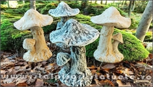 Ciupercă decorativă, gri și galben patinat, model S17.