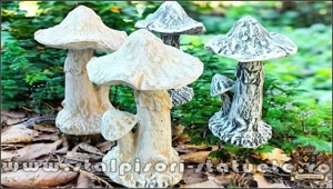 Ciupercă decorativă, gri și galben patinat, model S17. - imagine 3