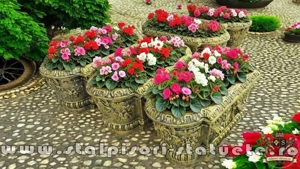 Jardinieră ornament flori, auriu antichizat, model J8. - imagine 4