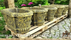 Jardinieră ornament flori, auriu antichizat, model J8. - imagine 3