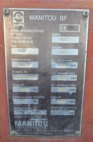 Manitou MRT 1540   Incărcător telescopic rotativ   4 tone   15 m   accesorii + ISCIR - imagine 6