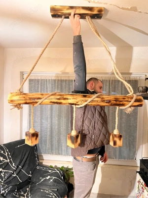 candelabru rustic din lemn ars handmade - imagine 4