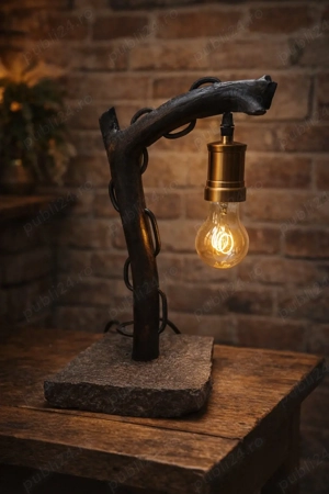 veioza din pemn ars si piatra naturala handmade