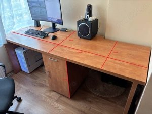 Birou masiv Gaming   Office 214cm Structura PAL Dublat (Foarte Solid)