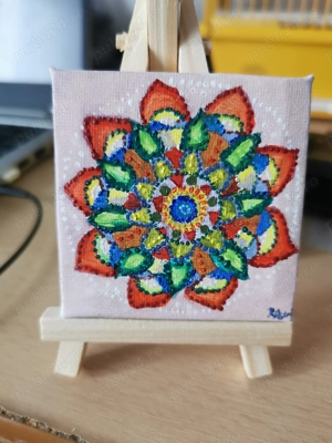 Pictura mini 7x7 cm pe panza. - imagine 2