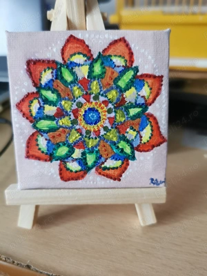 Pictura mini 7x7 cm pe panza. - imagine 3