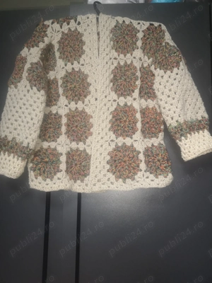 Cardigan crosetat manual, corespunde cu marime M - imagine 3