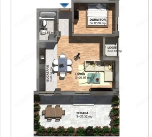 Apartament 2 camere cu grădină și loc de parcare – zona Torontalului