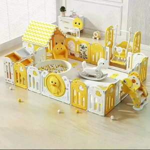 Centru de joaca pentru copii Kinderplay Duck Deluxe, tarc modular cu toboga