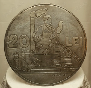 Tablou decor metalic - moneda 20 Lei 1951 - RPR