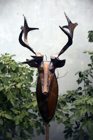 Decor perete - cap de cerb metalic